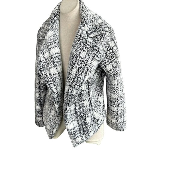 Vince Camuto Plaid Cozy Fleece Open Drape Jacket Size Medium - Picture 10 of 11